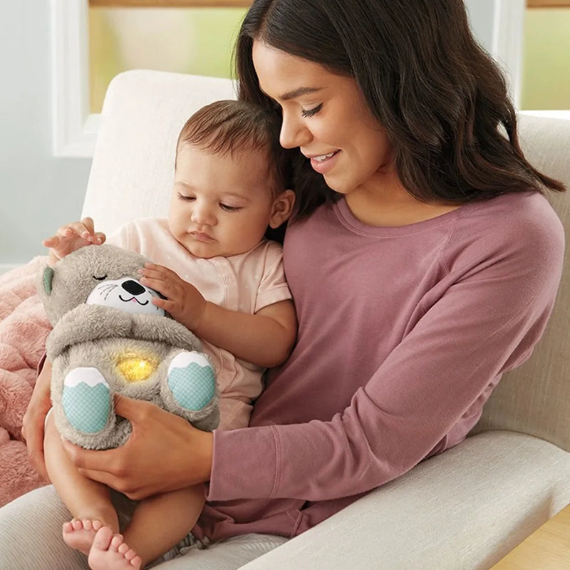 Ursinho Bebê respiração bebê urso acalma lontra brinquedo de pelúcia boneca criança calmante música sono companheiro som e luz boneca brinquedo presentes