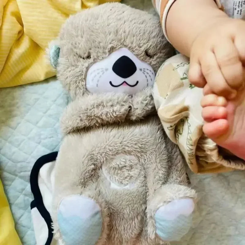 Ursinho Bebê respiração bebê urso acalma lontra brinquedo de pelúcia boneca criança calmante música sono companheiro som e luz boneca brinquedo presentes