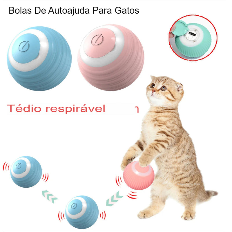 Bola de brinquedo interativa para gatos, bola giratória automática de 360 °, acessórios para brinquedos de gatos com função de carregamento usb, coisas para animais de estimação